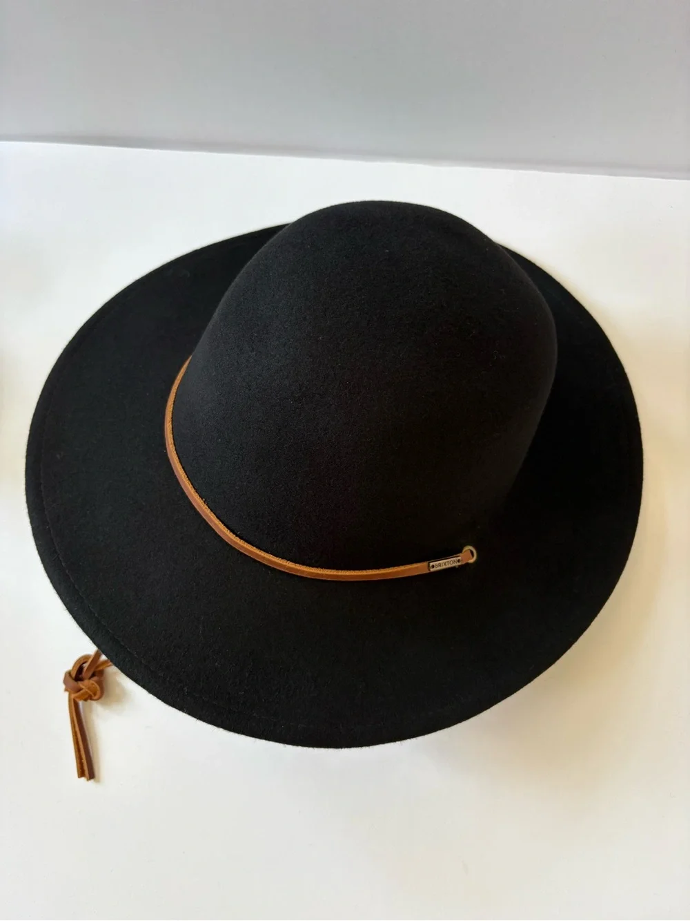 Brixton Tiller Wide Brim Felt Wool Fedora Hat Black Large Western Cowgirl Preppy